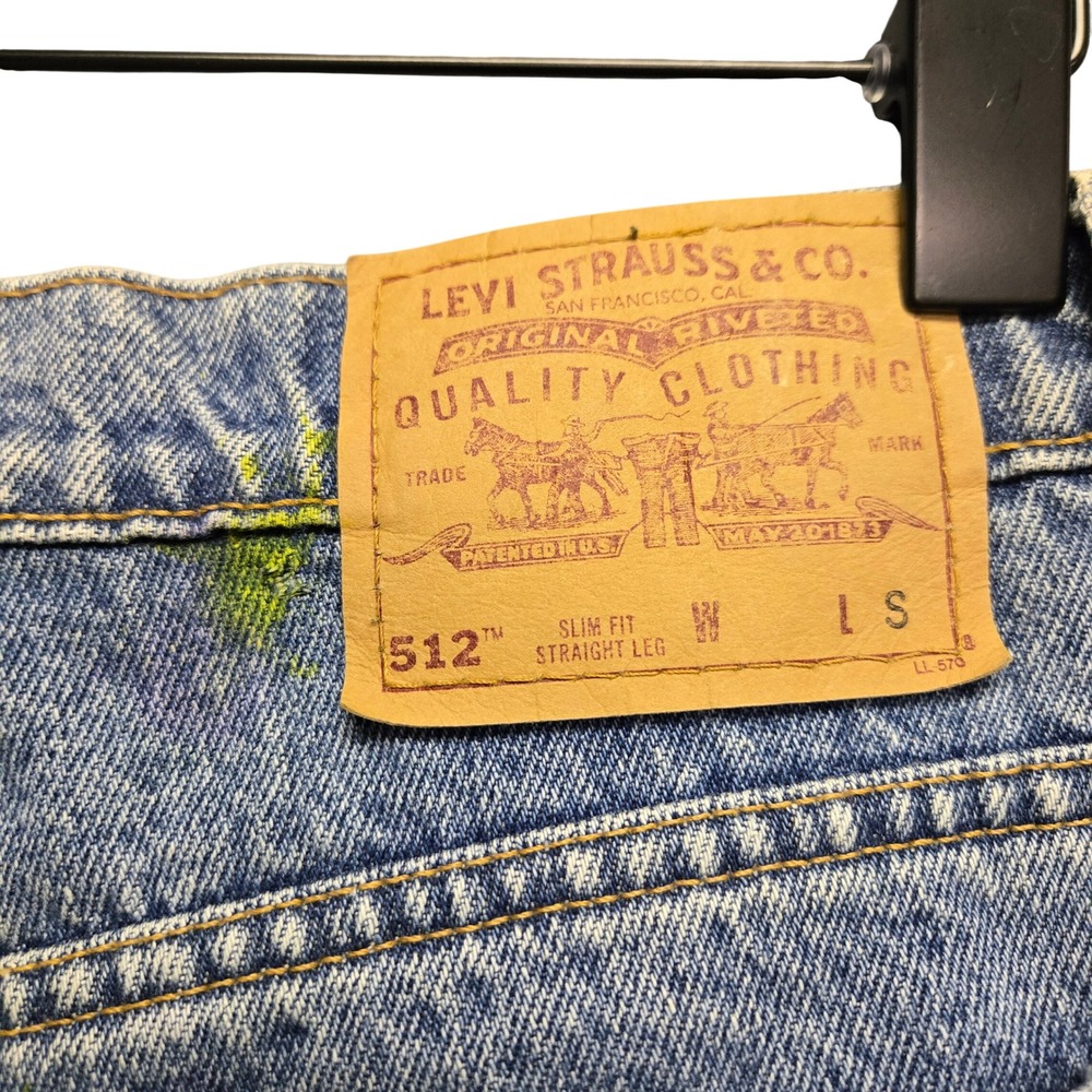 Levi's 512 Slim Fit Straight Leg Vintage 90s Jeans 12 Reg S Blue High Waisted - Picture 4 of 13